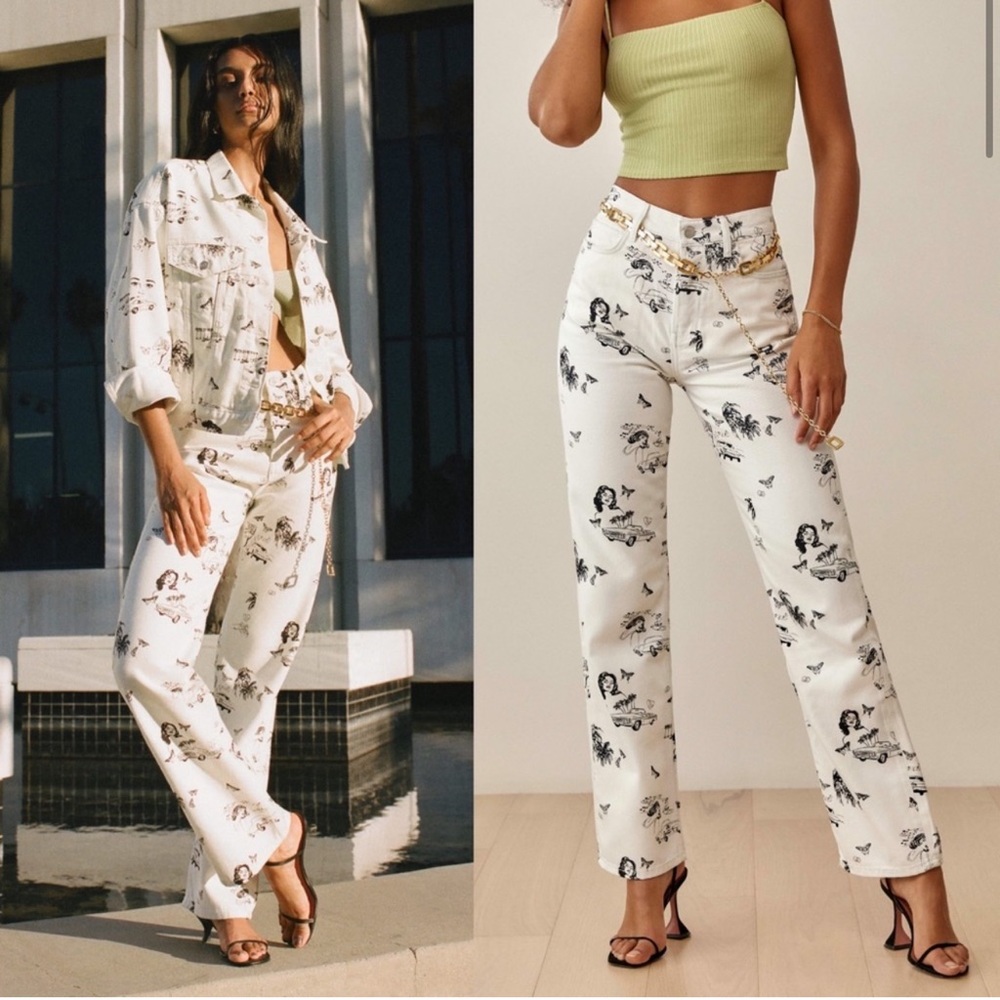 Reformation high rise straight jeans in print “Lowrider”